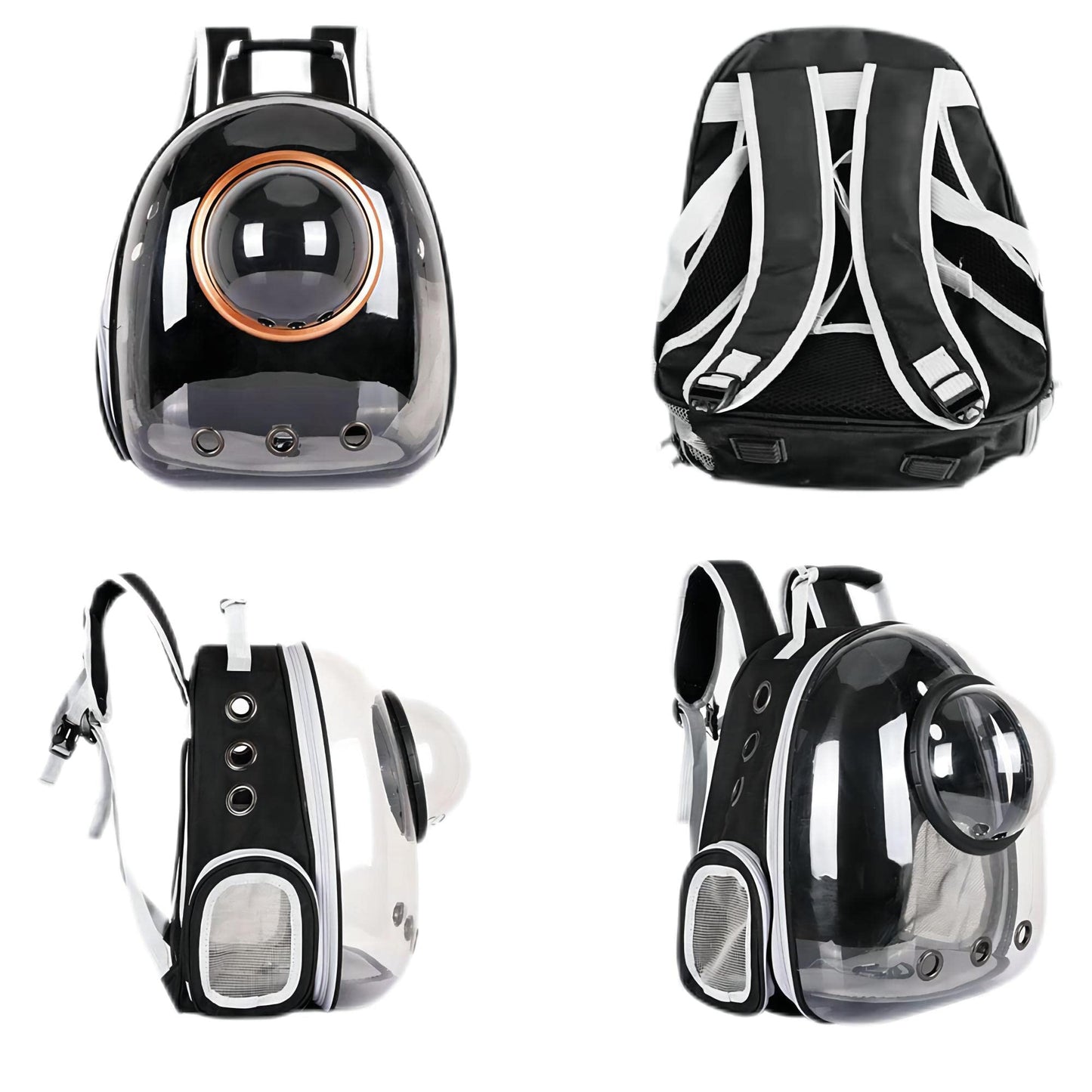 Sipobuy Pet Space Capsule Backpack, Small Medium Cat Puppy Dog Carrier, Transparent Breathable Heat Proof, Pet Carrier for Travel Hiking Walking Camping (Black)