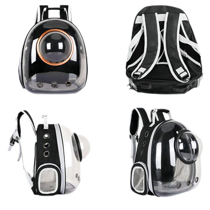 Sipobuy Pet Space Capsule Backpack, Small Medium Cat Puppy Dog Carrier, Transparent Breathable Heat Proof, Pet Carrier for Travel Hiking Walking Camping (Black)