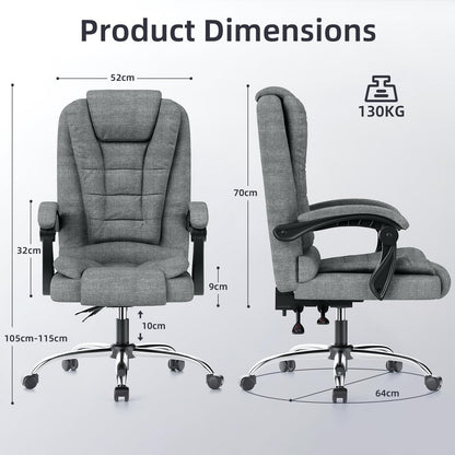 naspaluro Ergonomic Office Chair, High Back Desk Chair with Height Adjustable, Executive Chair, Reclining Chair for Office, Home, Dark Gray