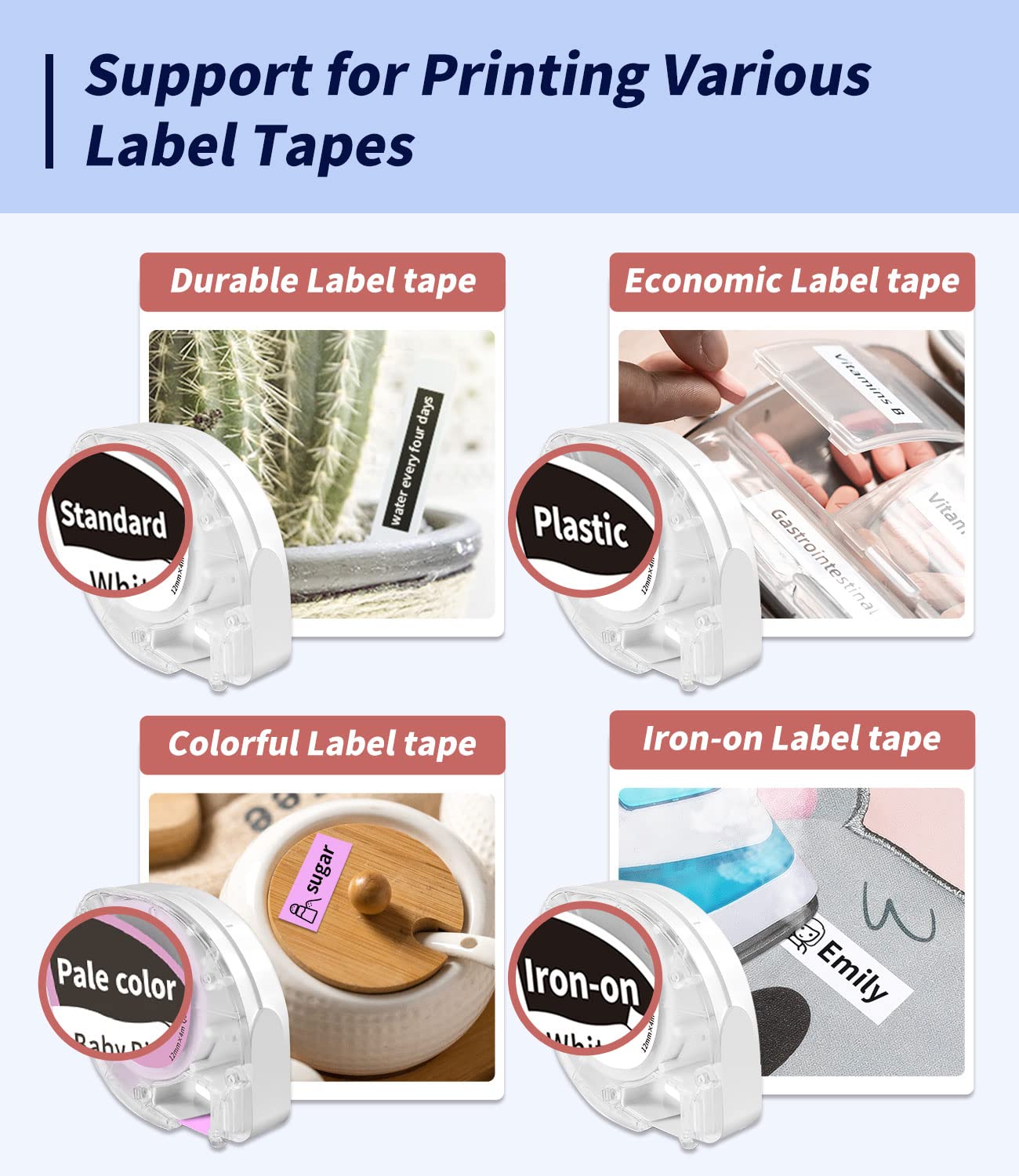 Phomemo P12 Mini Bluetooth Labeling Machine, self-adhesive label maker compatible with iOS & Android phones. Thermal label printer for home and office use - Pink.