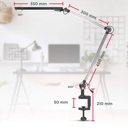 B.K.Licht - Desk lamp adjustable from warm white to cool white, swiveling, touch, clip-on lamp, clip-on light, bedside lamp, reading light for children, office lamp, reading lamp, 66.7x70.3 cm, Black