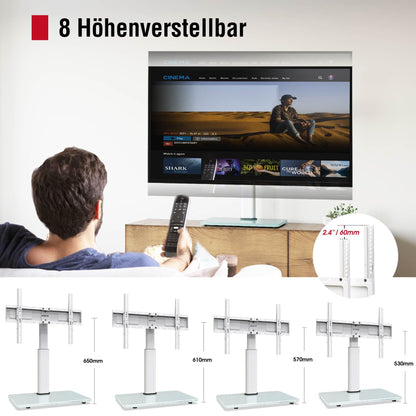 AOKCOS TV stand base TV stand height 900mm for 32-55 65 75 inch TVs, tiltable swiveling adjustable height TV stand, universal TV stand feet base max VESA 600x400mm 45KG (White)