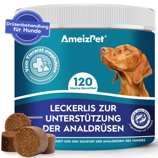 AmeizPet Soft Dog Treats Anal Gland Relief Salve, Digestion Snacks for Dogs, 120 Dog Treats