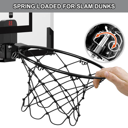 HYES 24" x 16" Large Basketball Hoop Indoor for Kids, Basketball Hoop with Scorer, 2 Balls, Pump, Big Basketball Toy for Adults Kids Teens Boys Girls (black with Scorer)