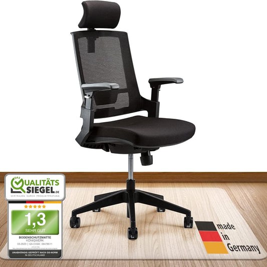 Kingwork floor protection mat for office chair in various sizes - office chair pad non-slip in milky white - Made in Germany - 90 x 120 cm