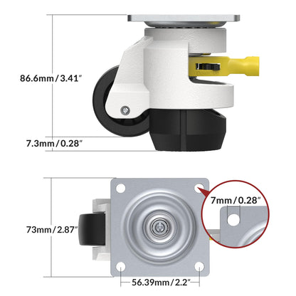 4 heavy-duty casters with ratchet grip design for workbench load capacity 1000 kg swivel casters TD80 industrial casters furniture casters