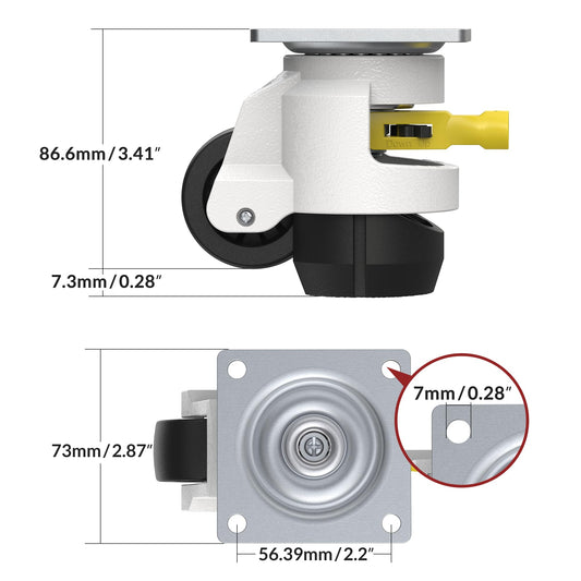 4 heavy-duty casters with ratchet grip design for workbench load capacity 1000 kg swivel casters TD80 industrial casters furniture casters