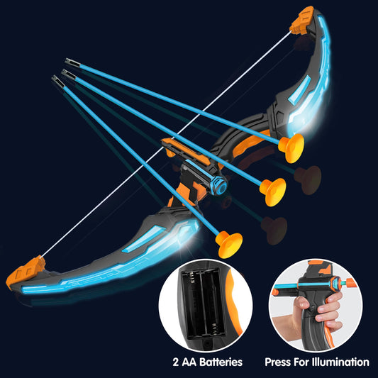 JOYIN Bow and Arrow Archery Toy Set for Kids, Light Up Archery Playset with glowing bow, 9 suction cup arrows, targets, and quiver.