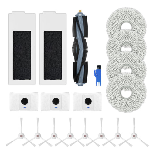 Spare parts set for ECOVACS DEEBOT T20 Omni / T20e Omni, 1 main brush, 2 filters, 8 side brushes, 4 mopping cloths, 3 dust bags, 1 brush cleaning tool