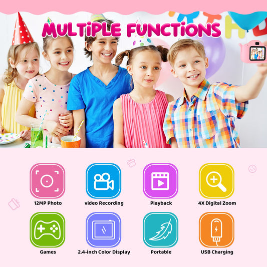 Kids camera, 2.0” display digital camera, gifts for 3-12 year old boys and girls, 1080P HD anti-drop children's camera for birthday and Christmas toy.