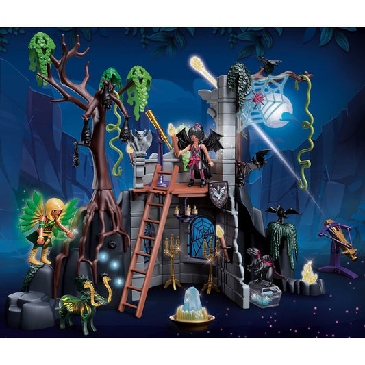 PLAYMOBIL Adventures of Ayuma 70807 Bat Fairies Ruin, with light effect, toy for kids aged 7 and up.