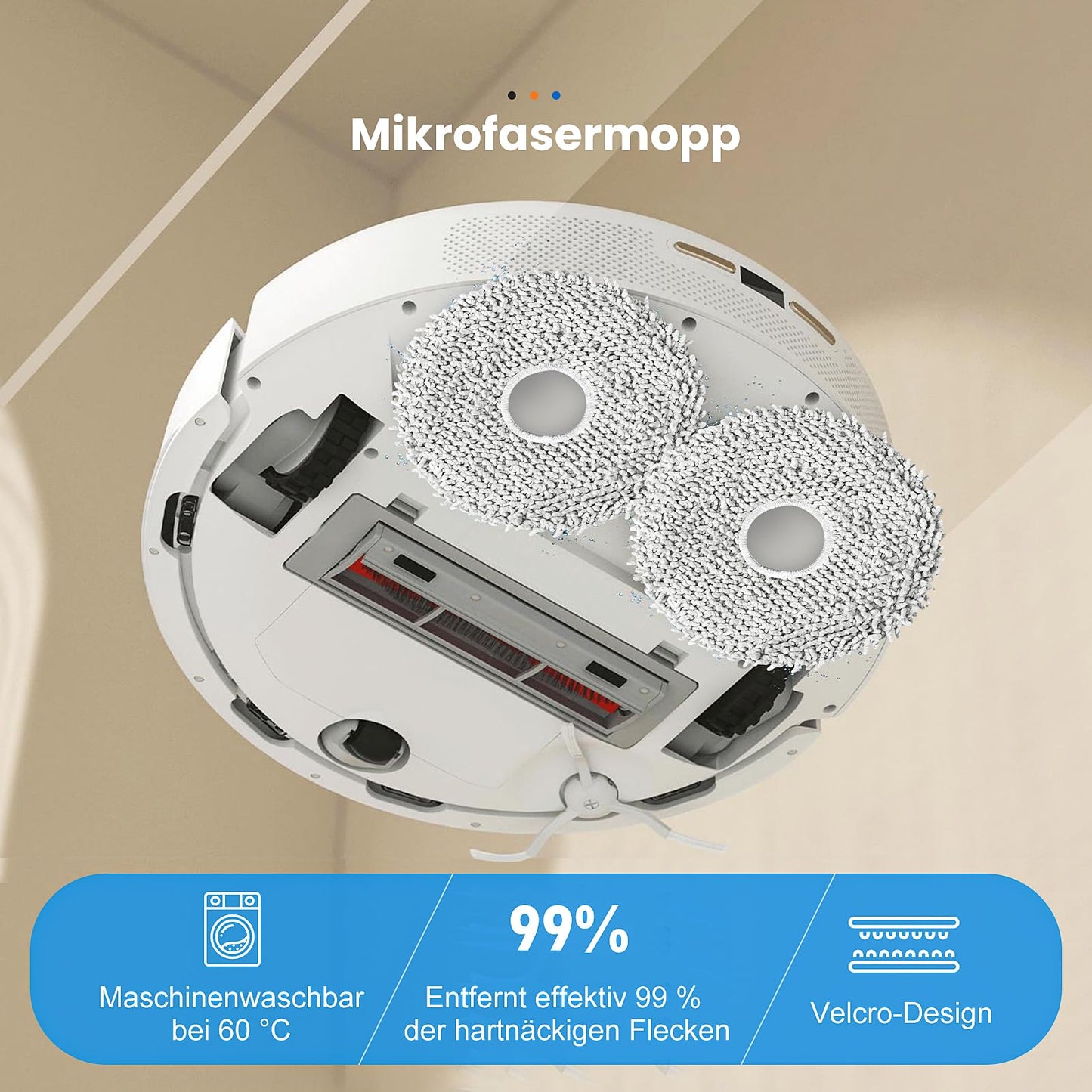18 pieces of accessories for Xiaomi Robot Vacuum X20+ robot vacuum cleaner, including 1 main brush, 4 dust bags, 4 mop cloths, 4 side brushes, 4 filters, and 1 cleaning brush.