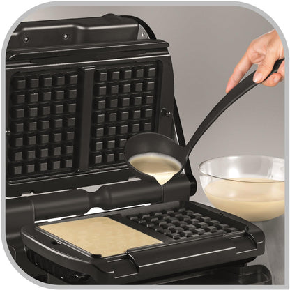 Tefal OptiGrill Waffle Plates, compatible with OptiGrill+ and Elite models, includes ladle, black, XA7248.