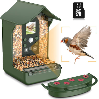 Cozion birdhouse with camera, 1080P HD birdhouse camera, night vision bird feeder, automatic video/photo recording of birds. Bird feeder with camera 32GB.