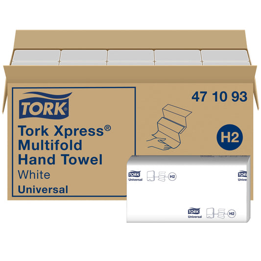 Tork Xpress Multifold Paper Towels 471093 - H2 Universal Folded Towels for Towel Dispenser - multiple folded, 1-ply, white - 20 x 250 sheets