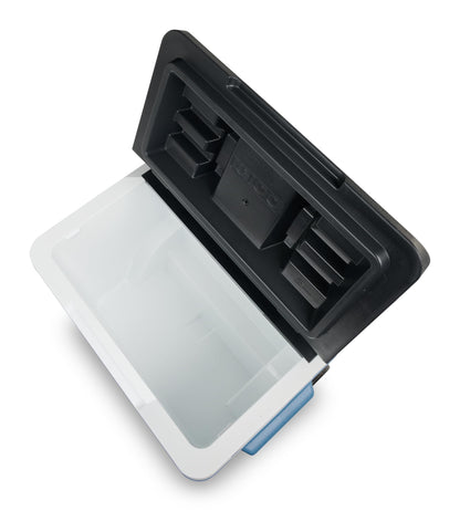 IGLOO IP42 Roller Passive Cooler 42 L, ice blue thermobox with wheels and telescopic handle, cooler for leisure, work, and camping.