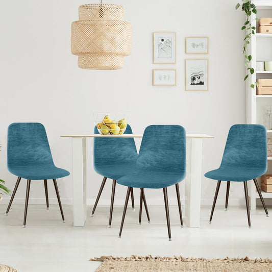 Lydevo chair covers 6-pack dining room Stretch chair covers for dining chairs Universal Washable Cover Chair Covers Scandinavian Chair Cover for Kitchen Chairs Hotel Banquet, Velvet #Peacock Blue