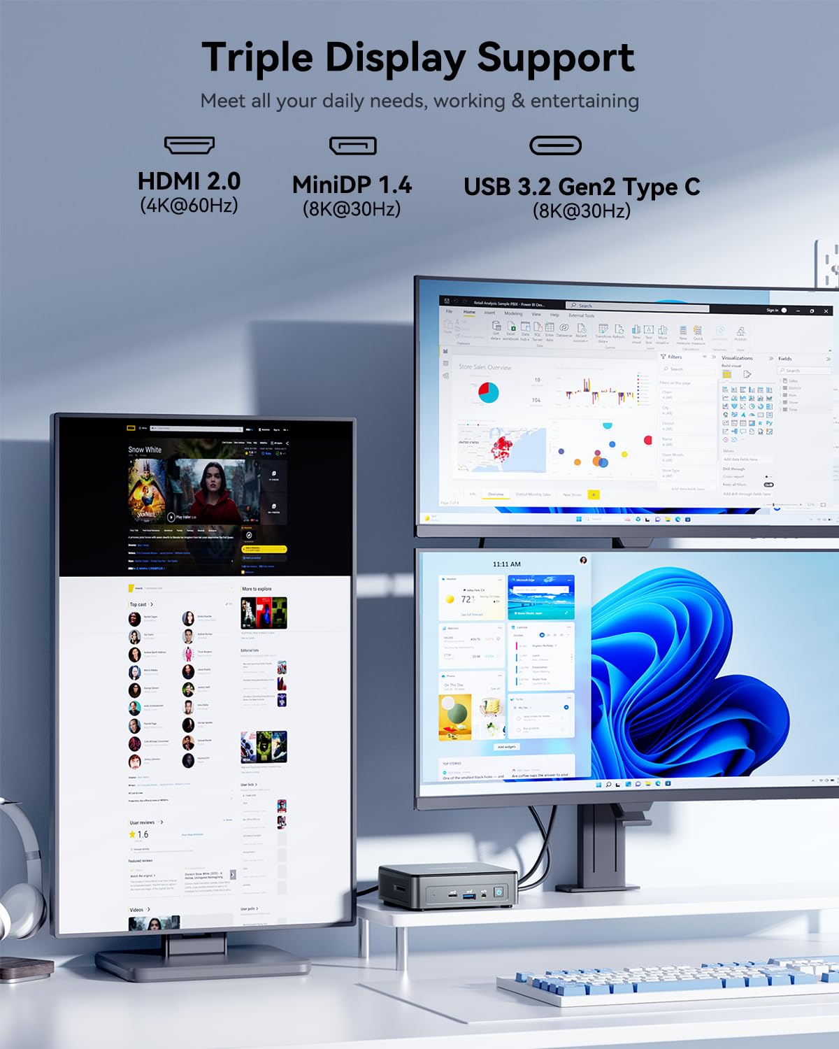 GEEKOM Mini PC Air12 with Intel N150, 16GB DDR5 RAM 512GB PCIe SSD, 3-year coverage, Mini Desktop Computer with SD card reader, Win 11, 8K UHD (HDMI+DP), Compact Micro PC for office/school/home theater.