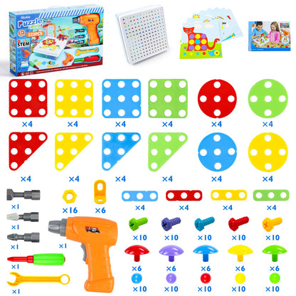 Toys from 3 years Screw game from 4 years with Electric drill Cordless screwdriver Children creative 3D puzzle Children's games Toolbox Children's games from 3 4 5 6 years gift Boys Girls