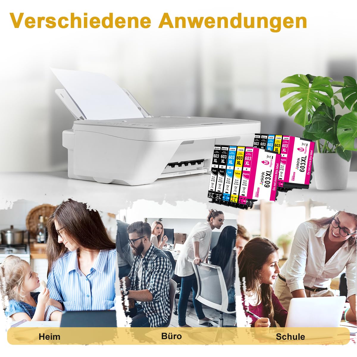 ANKINK Compatible Ink Cartridge Printer Cartridges as a replacement for Epson 603XL for Cartridge 603 XL for WF-2820DWF WF-2830DWF WF-2840DWF XP-2100 XP-2150 XP-3100 XP-3150 XP-4100 XP-4150 Black Color 10 Pack