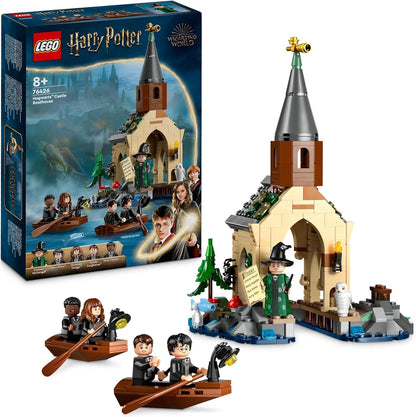 LEGO Harry Potter Hagrid's Hut: A Unexpected Visit set with 5 mini-figures and 2 animal figures & Harry Potter Hogwarts Castle Boathouse toy model for kids