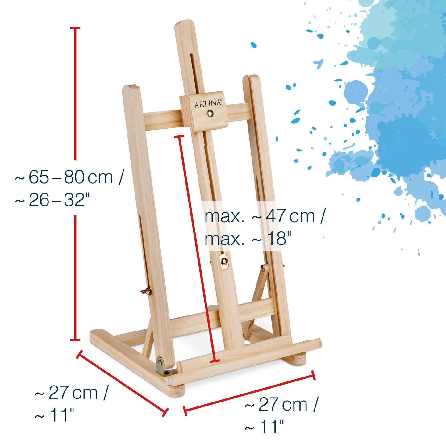 Artina 25-piece Premium Painting Set with Table Easel Lisbon - Painting Supplies Artist Set 8x 12ml Acrylic Colors Set, 5x Canvas Set, Brushes - Painting Set for Adults Kids - FSC® Easel Set