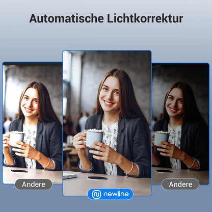 N newline 4k webcam with 2 microphones, 12 megapixels, instant dual PDAF/CDAF autofocus, 1080p@60FPS, clear stereo sound, automatic light correction, USB PC camera for Windows MacOS streaming.