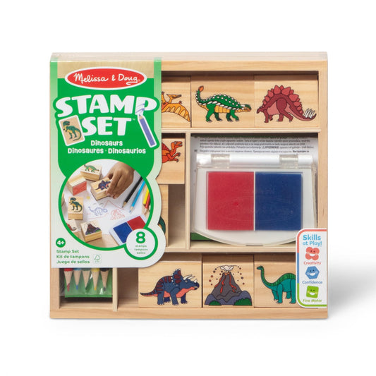 Melissa & Doug wooden stamp set Dinosaur with 8 stamps, ink pad, and colored pencils | Creative toy | For children aged 4 years and up