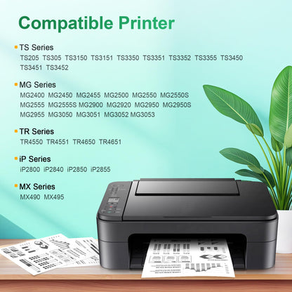 Denvoer PG-545 XL is a black replacement for Canon 545 XL printer cartridges for Canon PIXMA TS3350, TS3450, MX495, TR4550, TR4650, TS3451, TS3351, TS3355, TS3150, TS3452, and TR4651 printers. Includes 2 black cartridges.