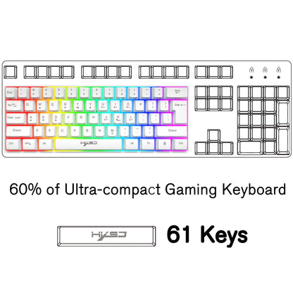 60% wired RGB gaming keyboard, 61-key mini keyboard with 11 RGB Chroma backlighting, floating ABS keycaps, full anti-ghosting keys, mechanical USB keyboard
