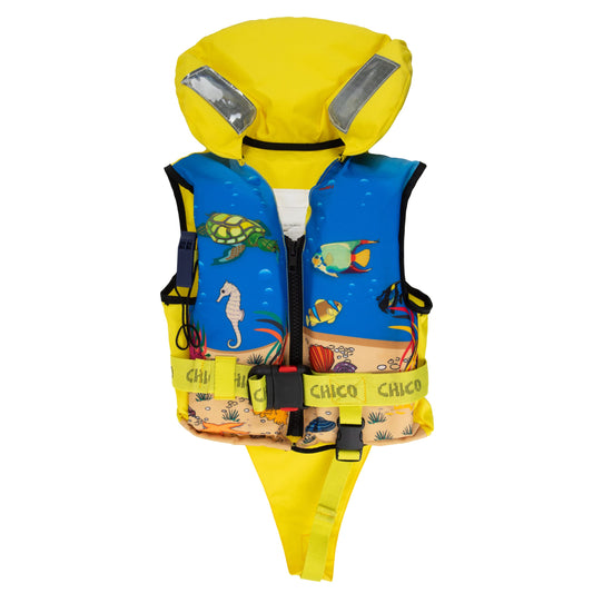 HonuNautic Kids' Buoyancy Aid | Buoyancy Aid | 100 N, CE ISO 12402-4 | Size 1 | for children 3 to 10 kg | Yellow Blue Pattern