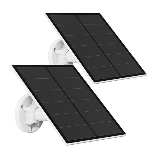 Solar panel for surveillance camera, 5W solar module for outdoor battery camera, solar panel with 9.8ft cable, adjustable wall mount, IP65 waterproof, 2 pack