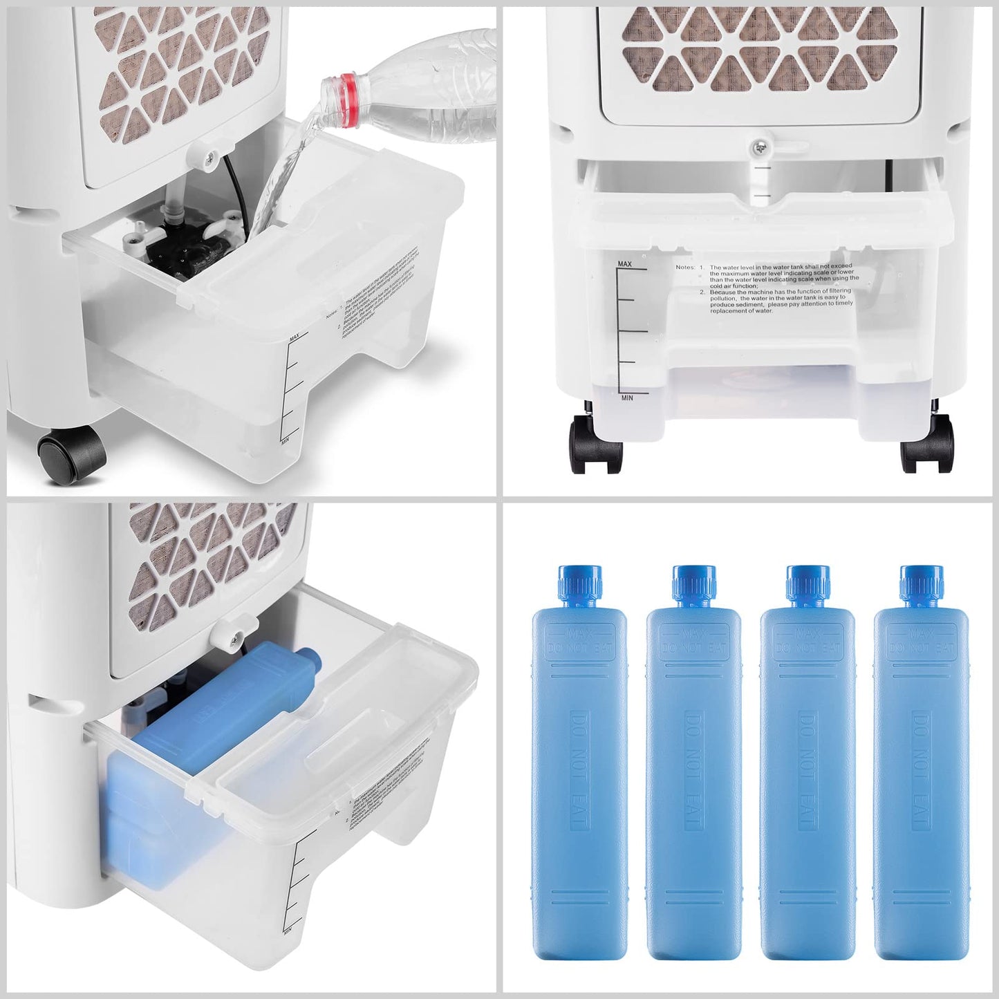 MONZANA® Air Cooler 4in1 portable 60W 330m³/h Oscillation 3.5L incl. 4 cooling packs 3.5L Fan Humidifier Ionizer Air Conditioner Tower Fan