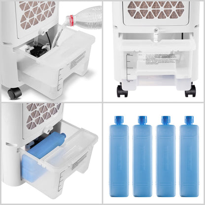 MONZANA® Air Cooler 4in1 portable 60W 330m³/h Oscillation 3.5L incl. 4 cooling packs 3.5L Fan Humidifier Ionizer Air Conditioner Tower Fan