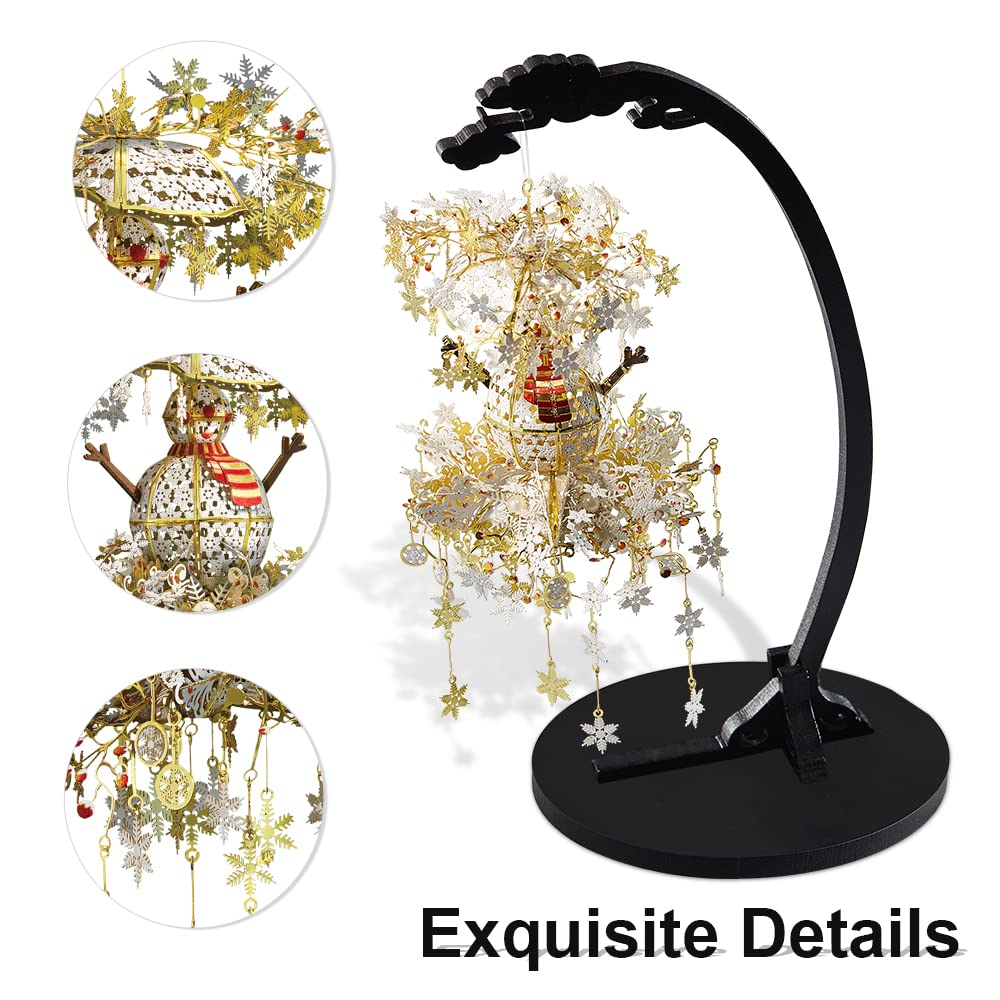 Piececool 3D Puzzle Metal Chandelier Snowman, 3D Metal Puzzle Winter Scene for Masquerade Parties, 340 Stainless Steel, Entire Metal, Birthday Gift, Adult Model Building Kit, 209 Pieces