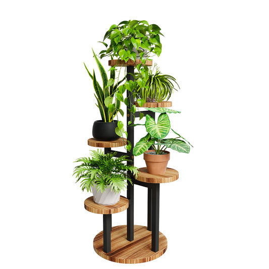 Bamworld flower stand wood plant stand plant stairs plant shelf flower stairs outdoor weatherproof etagere 5 tiers brown balcony decoration orchid soil