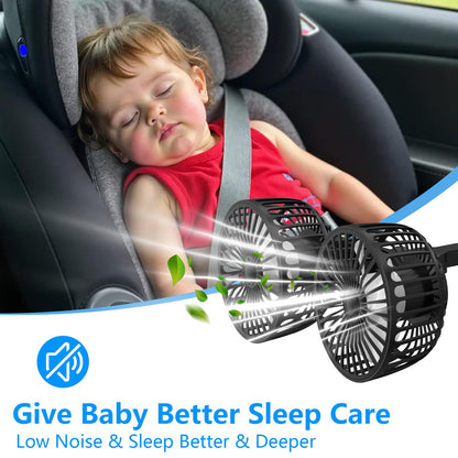 Exsivemy Car Vent Fan, USB Fan, 360° Rotatable Dual Head Fan, 2 Speeds Dual Fan, Car Fan, Car Vehicle Fan for Truck Van SUV RV (black-2)