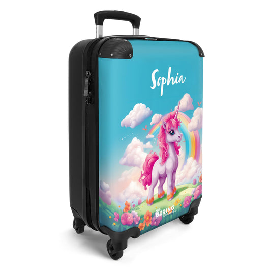NoBoringSuitcases.com® Kids Suitcase for Girls - Suitcase for Kids Girls - Unicorn - Colorful - Children's Suitcase - Trolley - Hard Shell Kids Trolley - 55x40x20 - Photo Case - Personalized