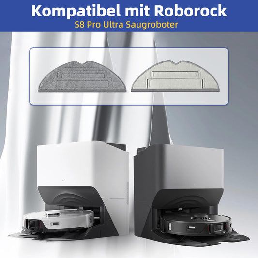 8 pieces of cloths for Roborock S8 Pro Ultra robot vacuum, Silver Ion Microfiber VibraRise 2.0 cloth accessory (blue-gray)