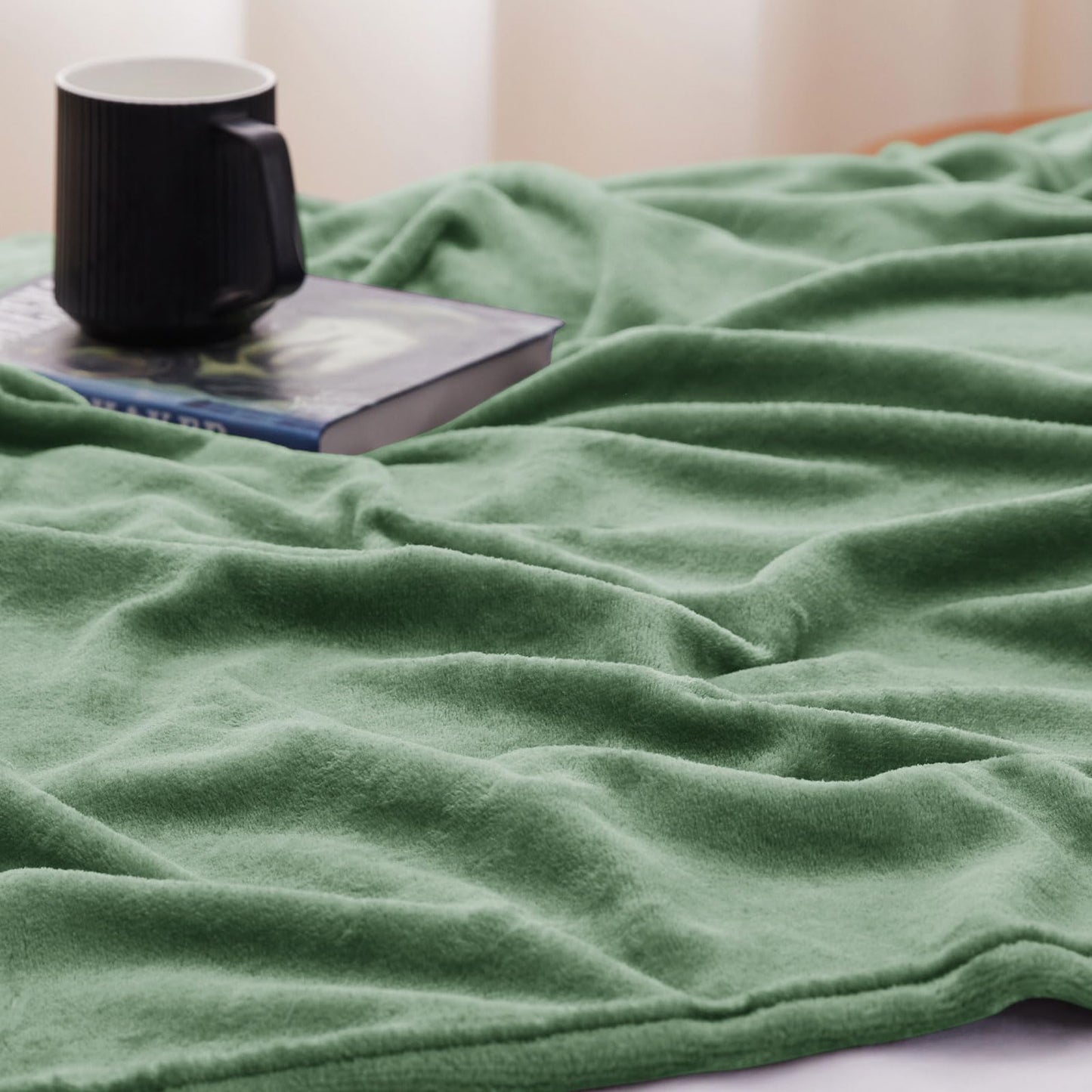 CozyLux cuddly blanket plush blanket large XXL 220x240 cm for 4 seasons - soft/warm/light sofa blanket living room blanket couch blanket for bed/sofa/couch, flannel fleece blanket 240x220 cm green