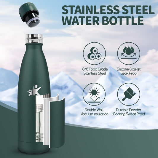 HoneyHolly Stainless Steel Water Bottle - 750ml - Thermos Bottle, BPA-Free, Sports Water Bottle - Leakproof, Water Bottle Suitable for Carbonated Drinks, Thermos Flask for Fitness, Gym, Bike