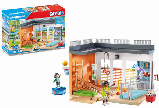 PLAYMOBIL City Life 71328 Extension Gym, gym extension with basketball hoop, slalom poles, soccer goal, tennis accessories, and more, toy for children aged 4 and up