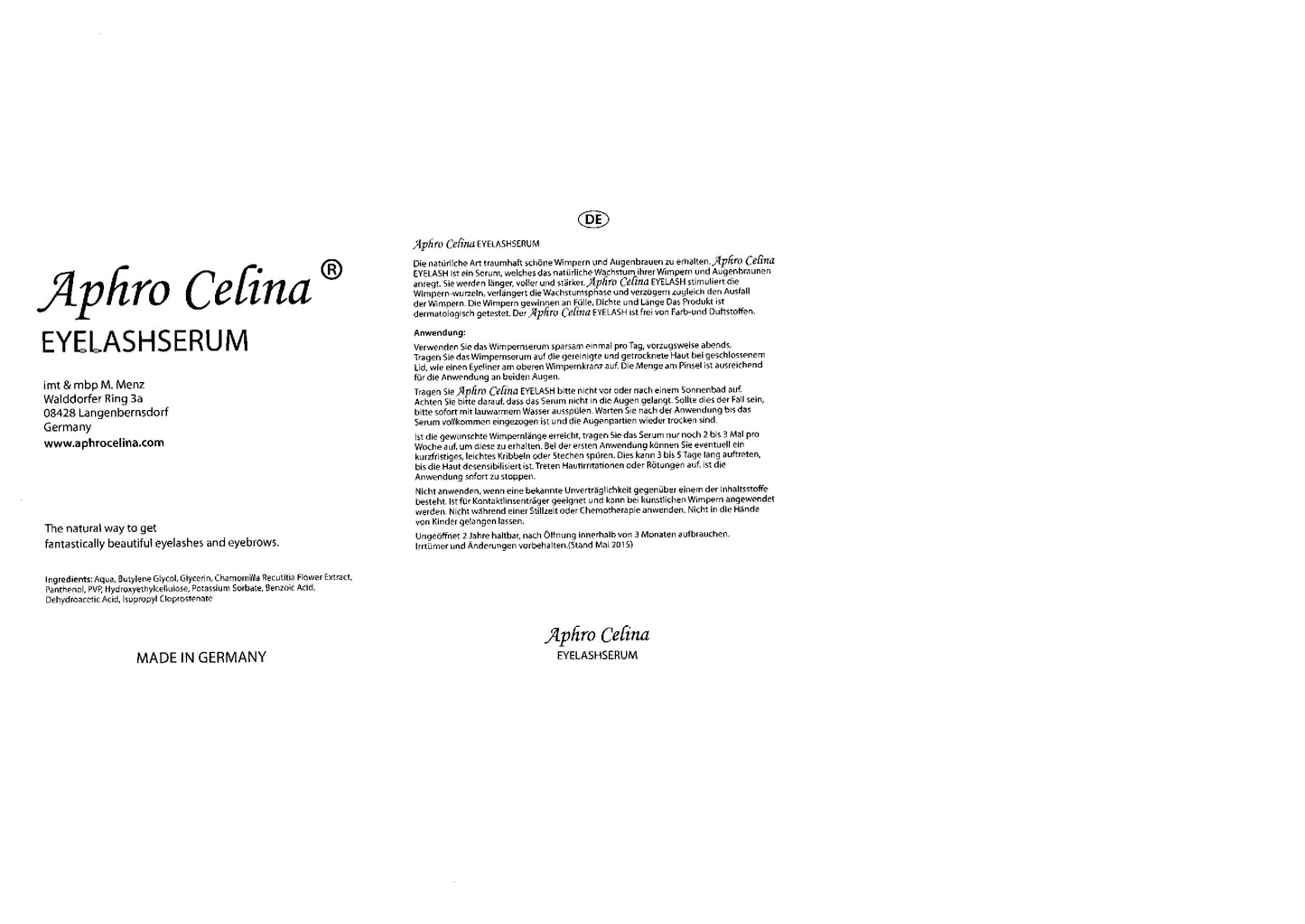 Aphro Celina Eyelash Serum, 1 Pack (1 x 3 ml)