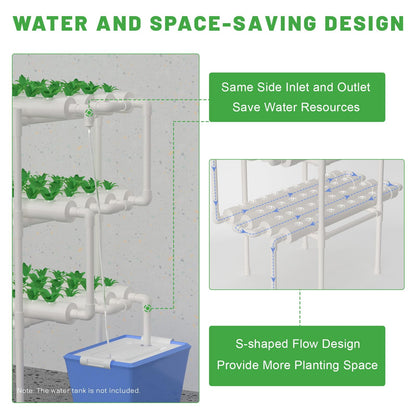 LENJKYYO Hydroponic Grow Kit Hydroponic System with PVC Pipe 3 Layer Professional 108 Sites for Hydroponic Growing Systems 12 Hydroponic Soilless Planting Systems Smart Garden for Home, Kitchen