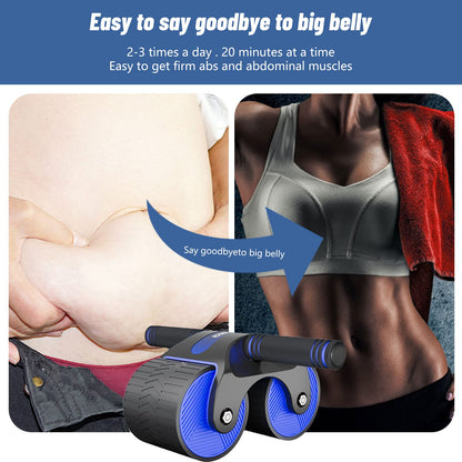 Automatic Rebound Abdominal Wheel, AB Roller, Ab Wheel, Core Roller Abdominal Trainer, Ab Roller for Core Training with Stable Dual Wheels and Automatic Rebound (Blue)