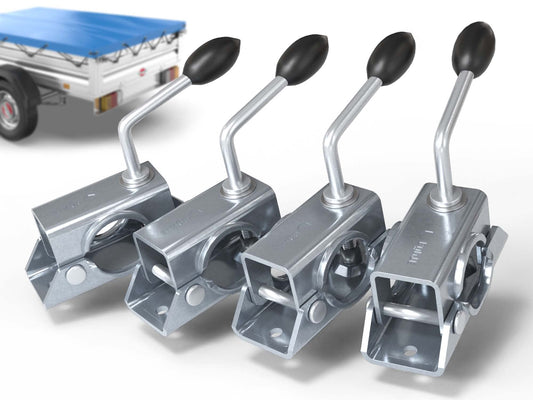 Trailer support wheel holder made of galvanized steel | Clamp holder for trailer support wheel & stands | Extremely strong support wheel holder for Ø 48mm trailer support | 4 pieces