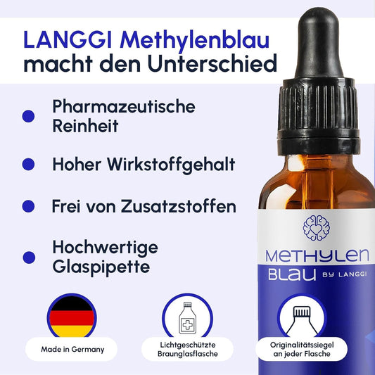 Methylene Blue Drops Pharmaceutical Grade | 99.9% pure | German production & lab analysis | 100ml (2 pack)