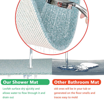 Square shower mat, non-slip anti-mold bath mat 53x53 cm, luffa shower mats for indoor shower, quick-drying bath mat for bathroom floor, bathtub mat for elderly people.