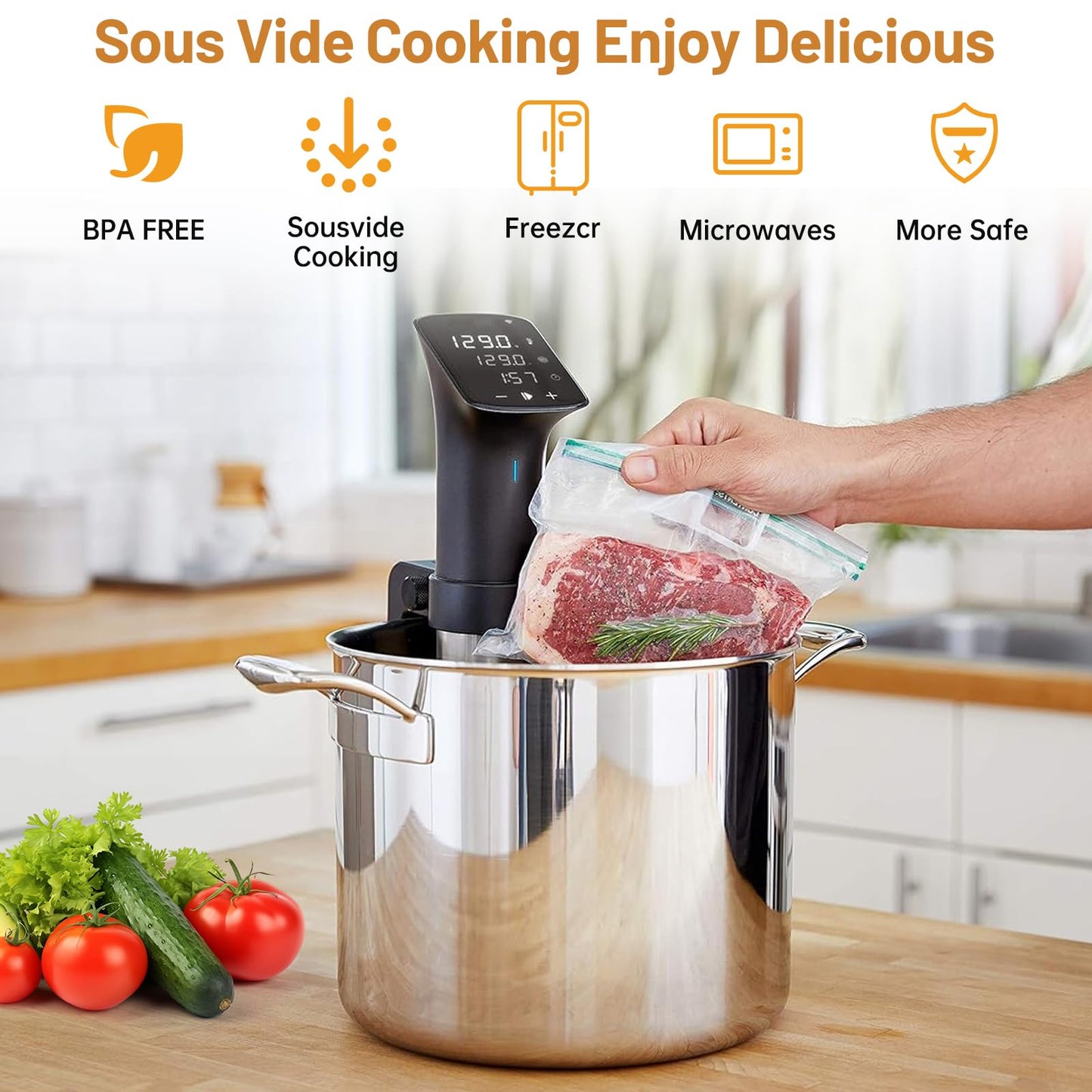 Housiwill Vacuum Sealer, 5-in-1 vacuum sealer with built-in cutter, food sealing machine for dry/moist food preservation mode, comes with 15 vacuum bags and 1 hose.