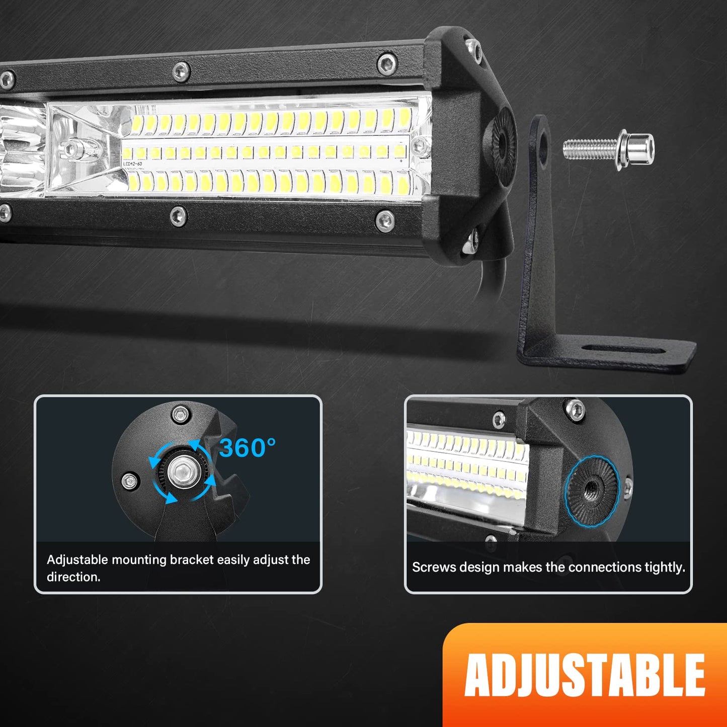 SKYWORLD LED work light bar 61cm 216W spotlight floodlight combo off-road lighting LED auxiliary light for 4x4 SUV ATV UTV car tractor, with 12V wiring harness.